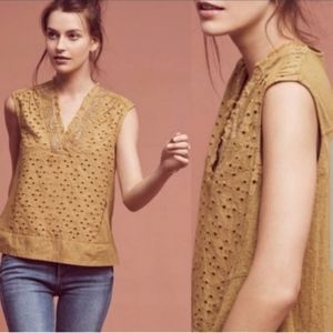Anthro Akemi + Kin Boho Mustard Cadiz Top sz M